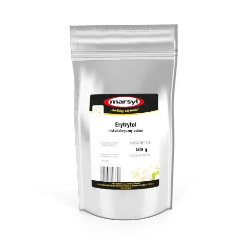 ERYTRYTOL - niskokaloryczny cukier. Opakowanie 500 gram . Producent Marsyl